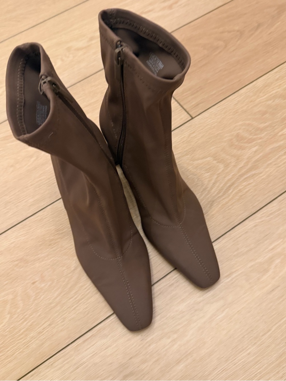 Zara Brown Pointed Toe Stretch Heeled Sock Boots